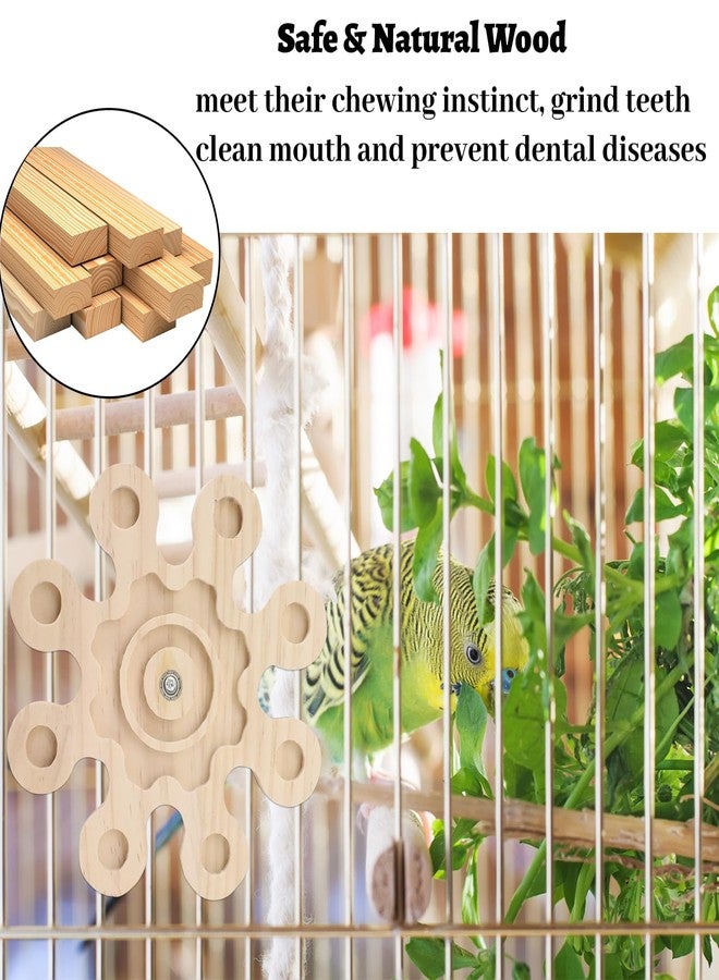 Quxddy 2Pcs Rotating Chinchilla Chew Toys, Natural Wood Hamster Chew Toys for Teeth with Rotating Snowflake Shape, Suitable for Chinchilla Cage and Other Rat Cage Accessories - Image 5